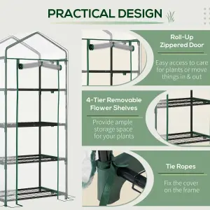 Outsunny Portable 4-Tier Mini Greenhouse Plant Grow House Shed w/ Clear Cover