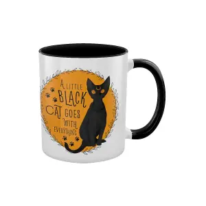 Grindstore A Little Black Cat Goes With Everything Inner Two Tone Mug White/Black/Yellow (One Size)