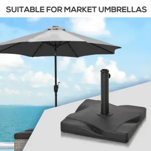 Outsunny 20KG Square Patio Umbrella Base, Fits 30,35,38 Pole Black