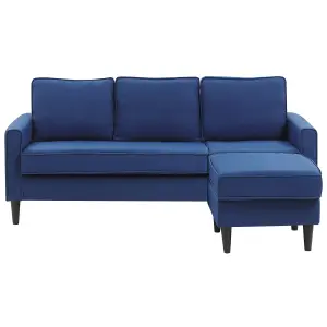 Fabric Sofa with Ottoman Navy Blue AVESTA