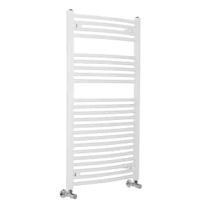 Rinse Curved Bathroom Heated Towel Rail Warmer Radiator Central Heating White - 1100x600mm