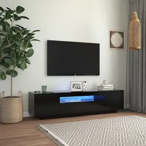 vidaXL TV Cabinet with LED Lights Black 160x35x40 cm