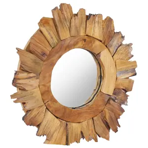 Berkfield Wall Mirror 40 cm Teak Round