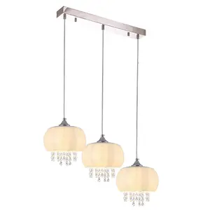 Milagro Nova Chrome Pendant Lamp 3XE14 Elegant Cream Glass Shade Housing Delicate Suspended Crystals