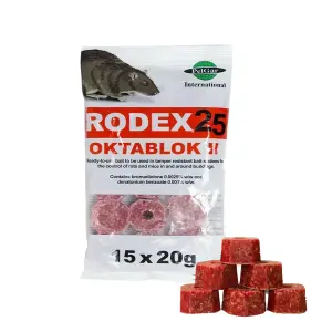 Rat Poisoning Blocks Wax Block Bait Mouse Bait Block Single Feed Rodent Killer Fast Acting Pack of 1 (Rodex Oktablock-ll - 300g)