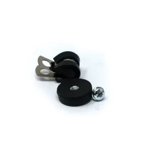 22mm dia x 6mm high Rubber Coated Cable Holding Magnet With 8mm Rubber Clamp (Black) - 4.3kg Pull (Pack of 1)