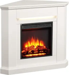 FLAMME Howick Corner Fireplace with 38'' surround with 2kW Fireplace Heater White Multiple Colours Available