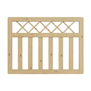 Wood Colour Outdoor Cross Top Wooden Garden Gate Pedestrian Fence Yard Door with Accessory Kit,120cm x 90cm