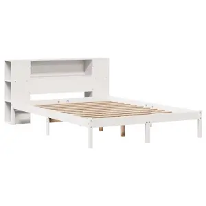 Berkfield Bookcase Bed without Mattress White 150x200 cm King Size Solid Wood Pine