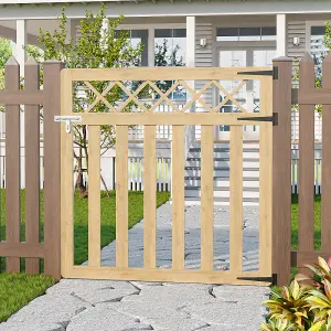 4x4ft Outdoor Cross Top Garden Wooden Gate Fence Patio Gate