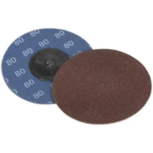 10 Pack of 75mm Quick Change Mini Sanding Discs - 80 Grit Aluminium Oxide for Smooth Finishing