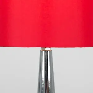 Chasse Metal Table Lamp (Set of 2) Chrome Base / Red Shade / Not Included