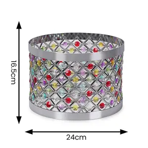 ValueLights Hadley Multi Colour Easy Fit Metal Cut Out Acrylic Jewel Drum Ceiling Light Shade - Bulb Included