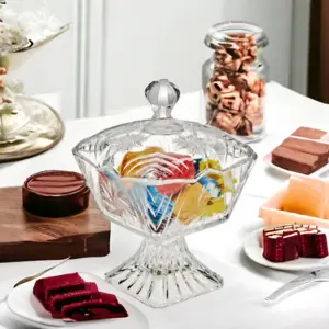 URBNLIVING 16cm Height Crystalline Sugar Candy Bowl Centerpiece With Stand