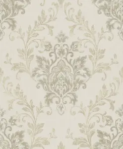 Galerie Serene Collection Metallic Taupe Ornamental Damask Wallpaper Roll