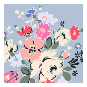 Cath Kidston Clifton Rose Glass Splashback SAMPLE - Blue (100x100mm)