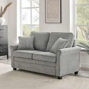 Ramy Corduroy 2 Seater Fold Out Sofa Bed Grey Convertible Sleeper Sofa