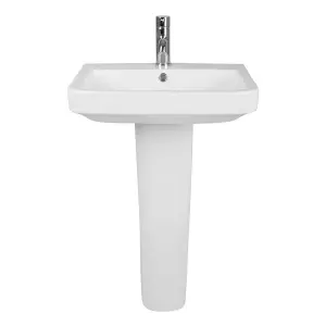 Rinse Bathrooms Designer 555mm White Bathroom Ceramic Basin Sink & Full Pedestal