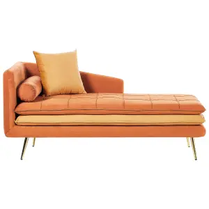 Left Hand Velvet Chaise Lounge Orange GONESSE