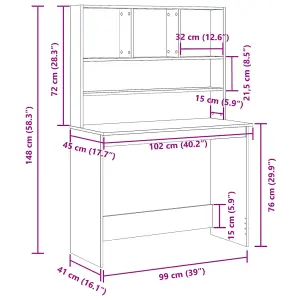 Berkfield Desk with Shelves Old Wood 102x45x148 cm Engineered Wood