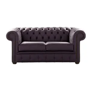 Chesterfield 2 Seater Shelly Amethyst Leather Sofa Settee Bespoke In Classic Style