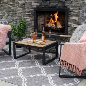 Silver Grey Trellis Flatweave Indoor Outdoor Weatherproof Washable Area Rug 160x230cm