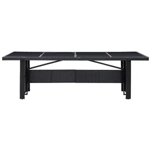 Berkfield Garden Table Black 240x90x74 cm Poly Rattan and Glass