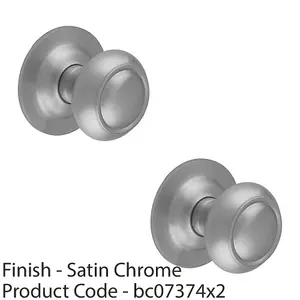 2 PACK 86mm Traditional Front Door Mushroom Knob Satin Chrome Outdoor Handle