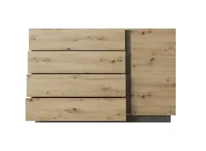 Arco Chest of Drawers - Spacious and Stylish Wooden Dresser with Storage (W)1390mm (H)910mm (D)400mm - Oak Artisan & Graphite