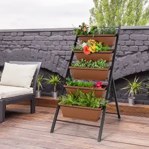 Costway 5-Tier Vertical Raised Garden Bed Freestanding Garden Planter with 5 Container Boxes