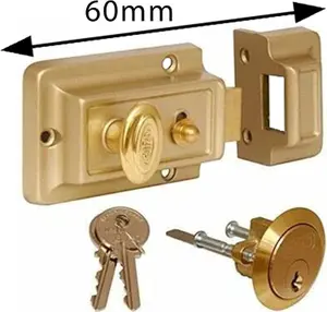 Rim Night Latch Door Lock - Polished Brass Gate Lock Extra Security