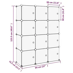 Berkfield Storage Cube Organiser with 12 Cubes and Doors Transparent PP