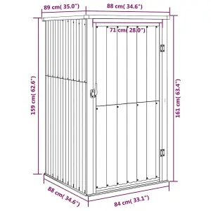 Berkfield Garden Tool Shed Grey 88x89x161 cm Galvanised Steel