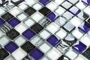 Glass mosaic on mesh for bathroom or kitchen 300mm x 300mm - Violet Valley