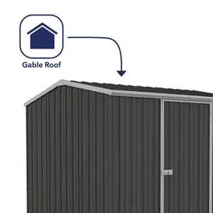 Absco 7.5ft x 7.5ft Reverse Apex Dark Grey Metal Garden Storage Shed