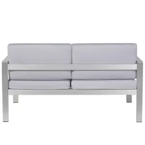 Garden Bench with Cushion SALERNO Metal Light Grey