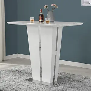 Memphis Glass White Gloss Bar Table 4 Copez Grey White Stools