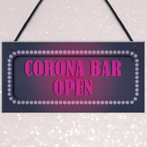 CORONA BAR OPEN Sign Neon Effect Home Bar Pub Man Cave Hanging Sign