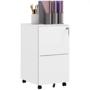 37cm Wide 2 -Drawer Mobile Steel File Cabinet White