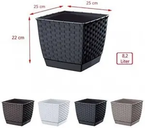 Plant Pot Flowerpot Wave Plastic Crystal Modern Decorative Small Medium Large Dark Brown Square 8.2 Litres