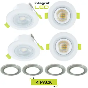 Smart Alexa Fire Rated LED Downlights: IP65 600LM 5W 2700K to 6500K Dimmable - Satin (4 Pack)