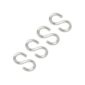 Diall Zinc-plated Steel S-hook (H)45mm, Pack of 4