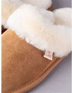 Ladies' Sheepskin Slider Slippers In Tan - Size 3