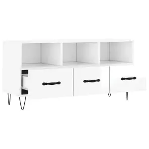 Berkfield TV Cabinet High Gloss White 102x36x50 cm Engineered Wood