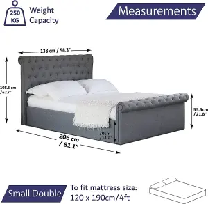 Small Double Side Lift Ottoman Bed With Sprung Small Double Mattress Sleigh