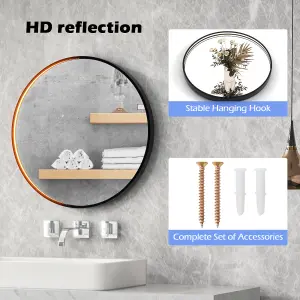 COSTWAY 60 CM Round Bathroom Mirror LED Lights Vanity Mirror with Anti-Fog Design