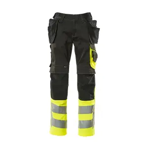 Mascot Safe Supreme Trousers with Holster Pockets (Black/Hi-Vis Yellow)  (34.5) (Leg Length - Long)