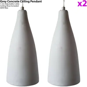 2x Concrete Ceiling Pendant Light 240V Retro Grey Hanging LED Kitchen Lamp Kit