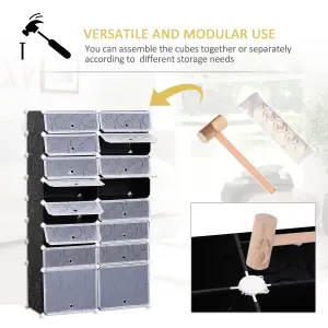 HOMCOM Large 16-Cube DIY Shoes Rack Portable Interlocking Plastic Cabinet