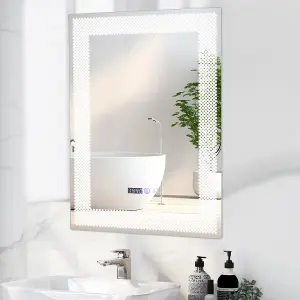 Costway Bathroom Led Vanity Mirror Dimmable Vanity Wall Mirror w/3 Colors Lights